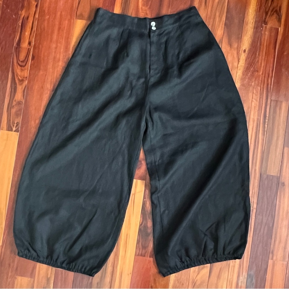 New Selva Negra Rita Barrel Pant 100% Linen Size 14 Black - Picture 3 of 16
